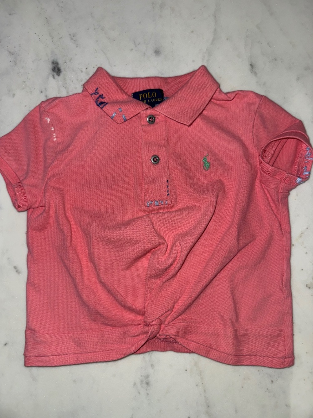 Polo Ralph Lauren Girls Twist-Front Stretch Polo Shirt